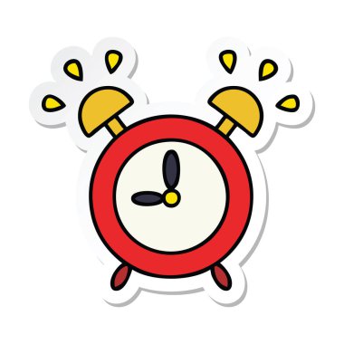 çalar saat zil bir sevimli çizgi etiket