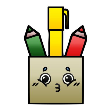 Degrade gölgeli karikatür kalem pot