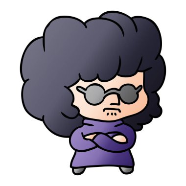 kawaii kadının degrade çizgi film