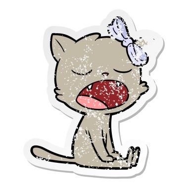 bir çizgi film esneme kedi sıkıntılı etiket