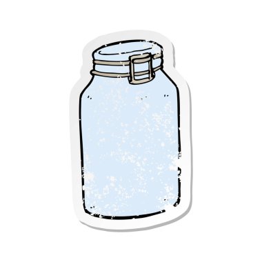 Retro sıkıntılı etiket, bir çizgi film cam kavanozu