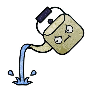 Retro grunge doku karikatür dökerek su ısıtıcısı