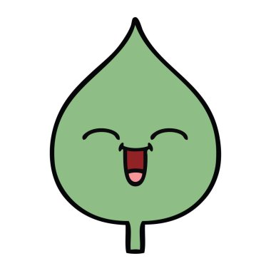 sevimli çizgi ekspresiyon yaprak