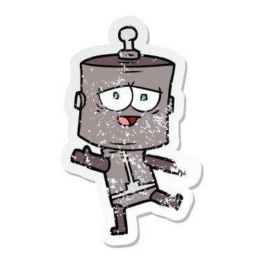 bir çizgi film robot sıkıntılı etiket