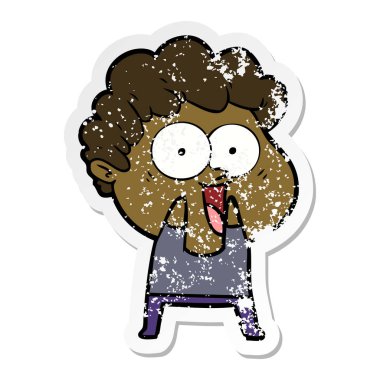 karikatür mutlu bir adamın sıkıntılı etiket