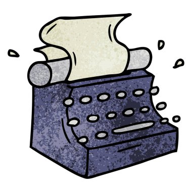 dokulu karikatür doodle eski okul daktilo