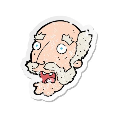 yaşlı adam bir karikatür Retro sıkıntılı sticker şok