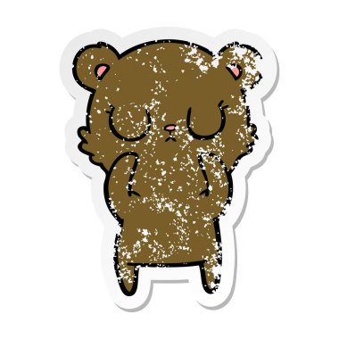 huzurlu karikatür ayı sıkıntılı etiket