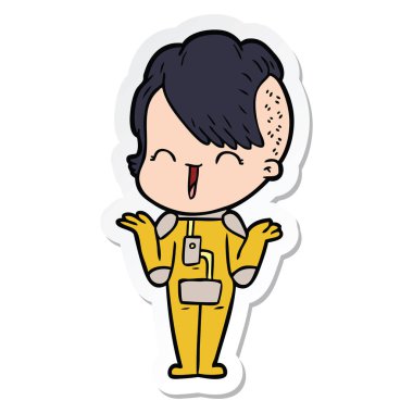 etiket bir karikatür mutlu hippi kız