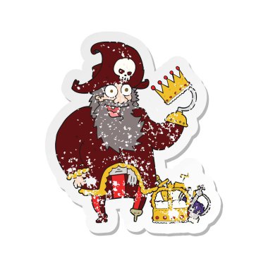 bir çizgi film korsan Kaptan Retro sıkıntılı etiket