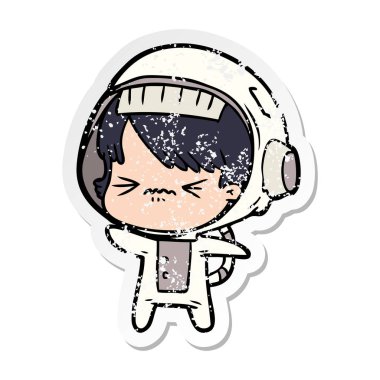 bir kızgın çizgi film alan kızın sıkıntılı etiket