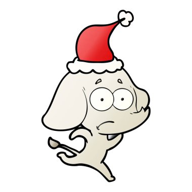 emin fil çalışan uzakta santa giyen bir degrade çizgi film