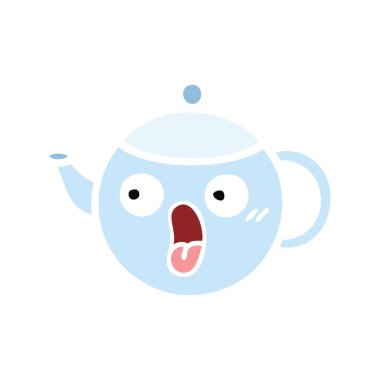 düz renk retro karikatür bir çaydanlık 