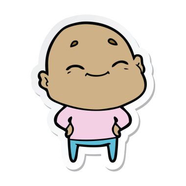 etiket karikatür mutlu bir kel adamın