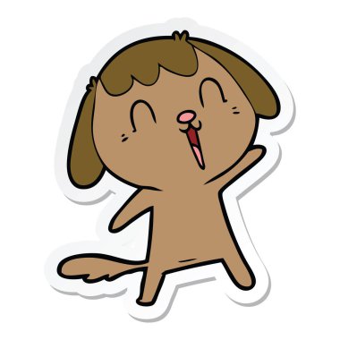 ağlayan bir sevimli çizgi köpek etiket