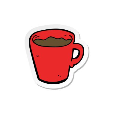 bir karikatür kahve kupa etiket