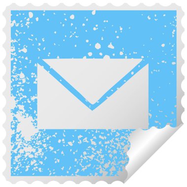 sıkıntılı kare etiketi simgesi kağıt zarf peeling