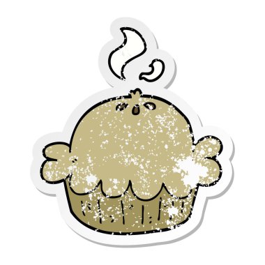 bir çizgi film pastası sıkıntılı etiket