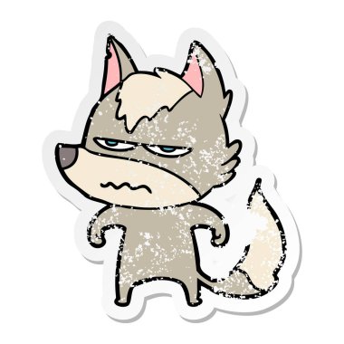 bir karikatür rahatsız kurt sıkıntılı etiket