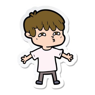 etiket bir çizgi film adamın kafası karışık