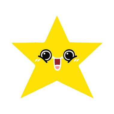 düz renk retro karikatür altın yıldız