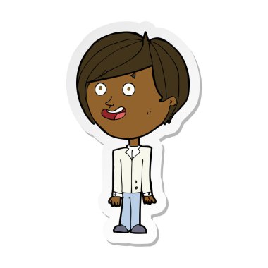 bir karikatür mutlu sürpriz çocuğun etiket