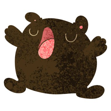 Retro illüstrasyon stil ilginç çizgi film şarkı ayı