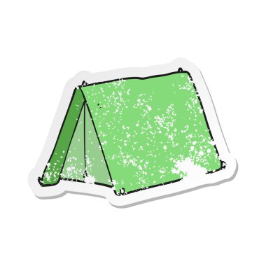 bir çizgi film çadır Retro sıkıntılı etiket