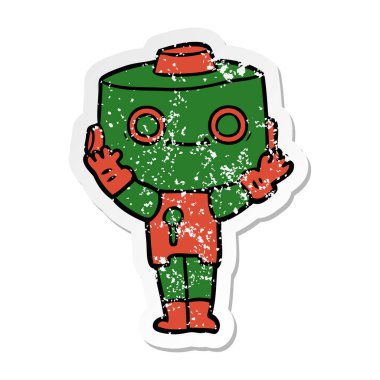 bir çizgi film robot sıkıntılı etiket