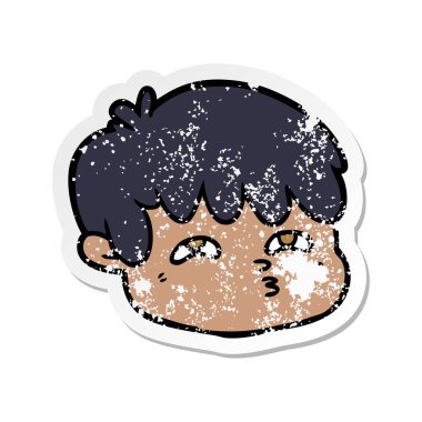 bir çizgi film erkek yüz sıkıntılı etiket