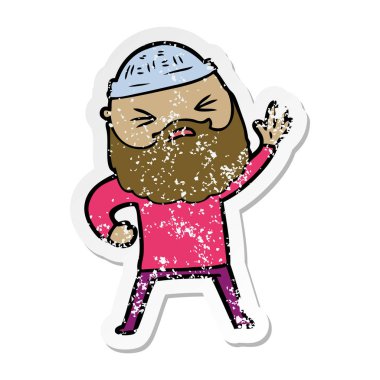 sakallı bir karikatür insanın sıkıntılı etiket