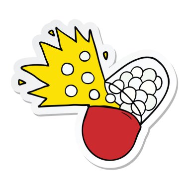 bir çizgi film güçlü tıp etiket