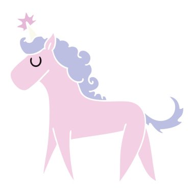 ilginç el çizilmiş karikatür tek boynuzlu at