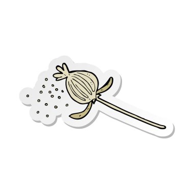 etiket bir karikatür haşhaş çiçek kurutulmuş