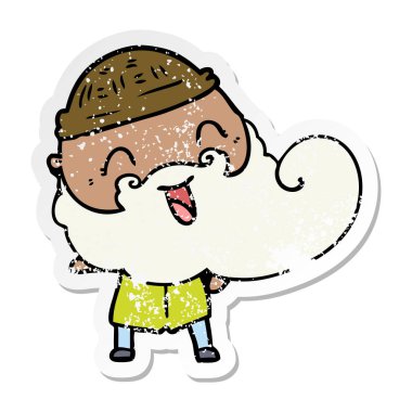 Bu mutlu bir adamın sakalı ve kış şapka ile sıkıntılı etiket