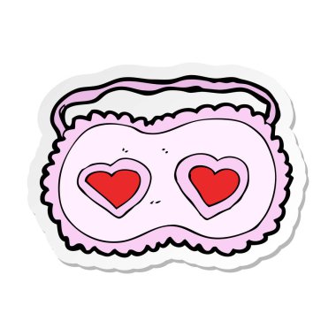 uyku maskesi sevgi kalpleri ile bir çizgi film etiketi