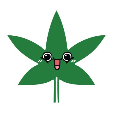 düz renk retro karikatür marihuana yaprağı