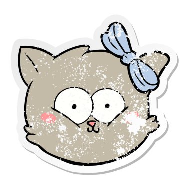 bir sevimli çizgi yavru kedi yüz sıkıntılı etiket