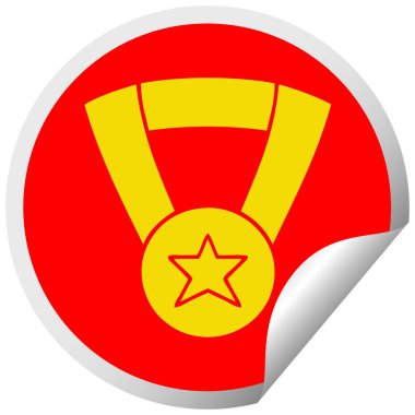 dairesel peeling etiket karikatür altın madalya