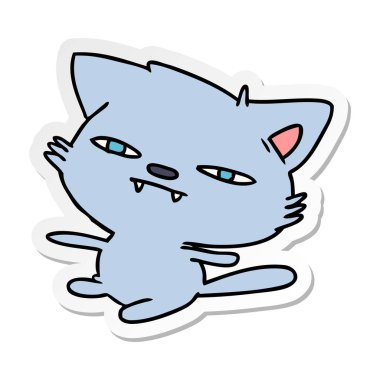 serbest el çekilmiş etiket karikatür şirin kawaii kedi