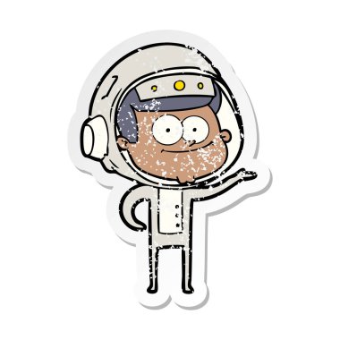 mutlu astronot karikatür sıkıntılı etiket