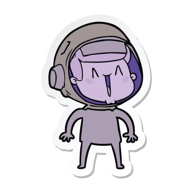 mutlu karikatür astronotun etiket