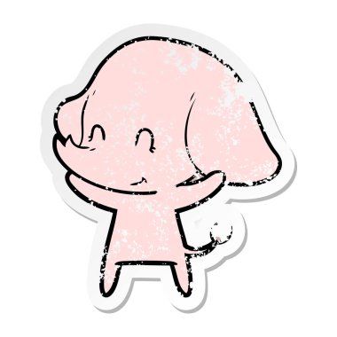 sevimli çizgi fil sıkıntılı etiket