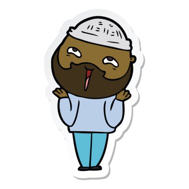 etiket karikatür mutlu bir sakallı adamın