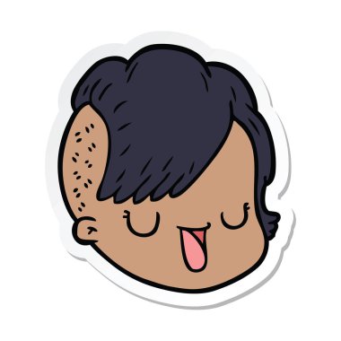 bir çizgi film kadın yüzü etiket