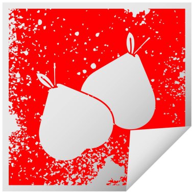 sıkıntılı kare etiketi simgesi yeşil armut peeling