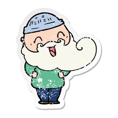 mutlu bir sakallı adamın sıkıntılı etiket