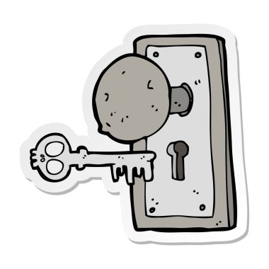 bir çizgi film ürkütücü eski kapı kolu etiket