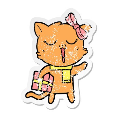 bir karikatür kedi sıkıntılı etiket