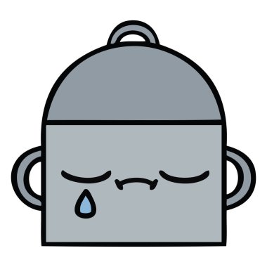 bir tencereye sevimli çizgi